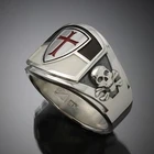 Мужское кольцо в стиле панк из серебра 925 пробы, масонское кольцо, рыцарь кольцо тамплиера, крест, стильное ювелирное изделие