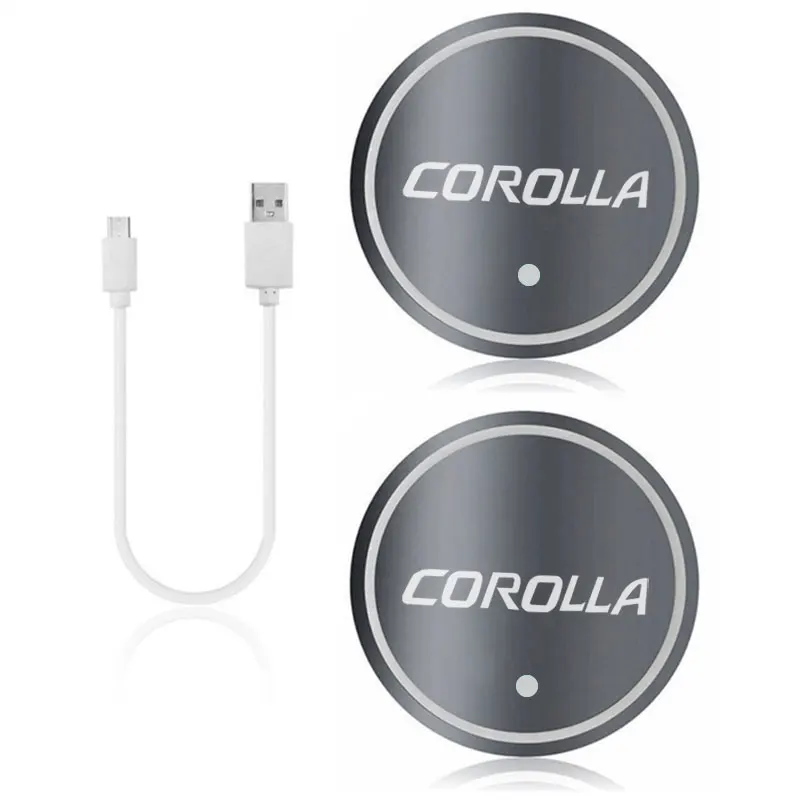 

2pcs LED Car multicolor atmosphere light water coaster Car Badge Cup Coaster For Toyota Corolla 2015 2016 2017 2018 2019 2020