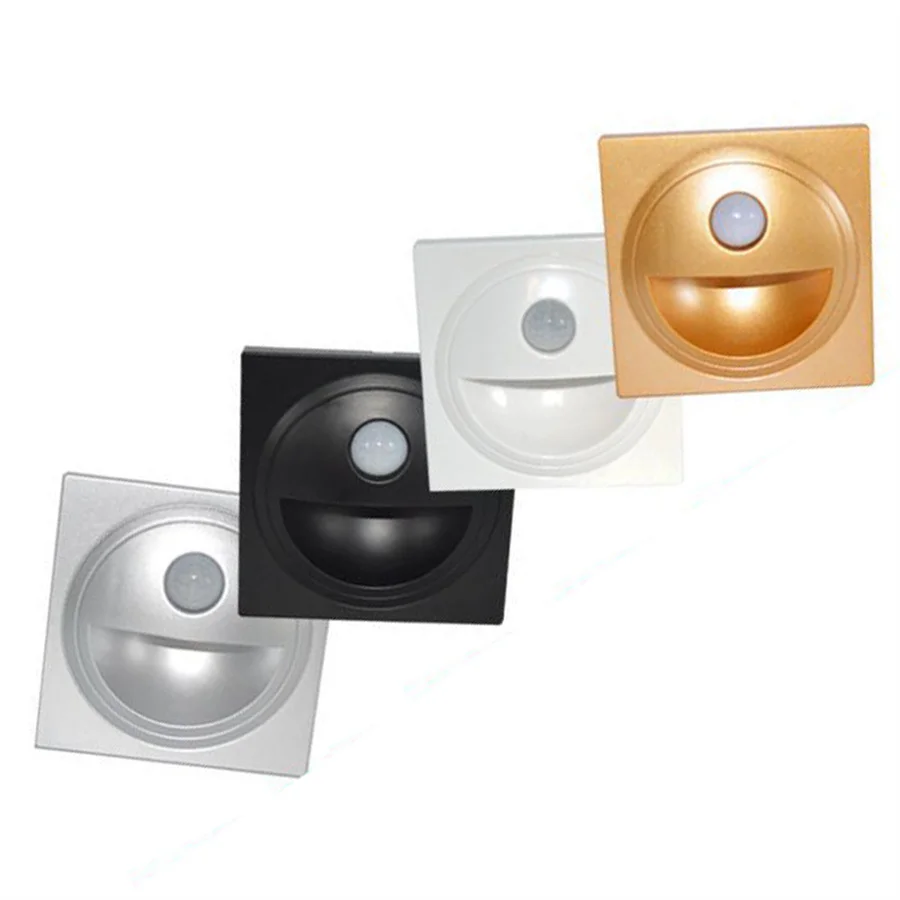 

86MM PIR Motion Wall Lamp Recessed Led Step Wall Light AC110V 220V Indoor Stair Case Light Stairway Pathway Hotel Hallway Lamp