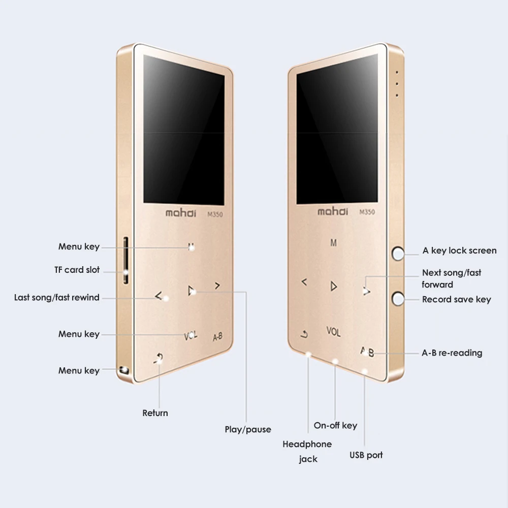 Mahdi M350 MP3-плеер металлический спортивный мини портативный аудио 4G/8G музыкальный плеер