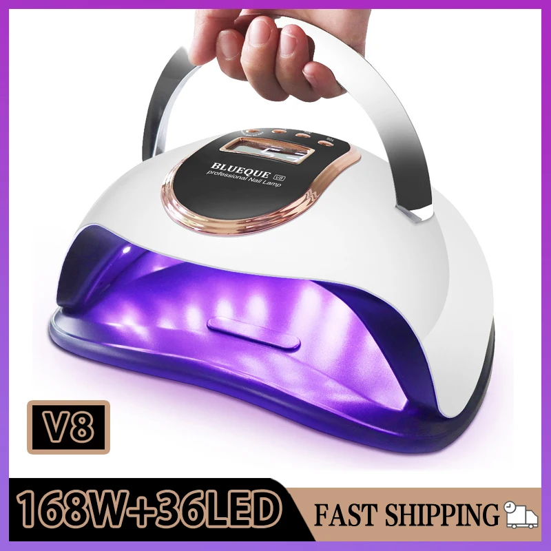 

BLUEQUE Nail Gel Dryer Lamp Professional 168W Nail Lamp Super LED UV Lamp Quick-Dry All Gel Auto Manicure Lamp