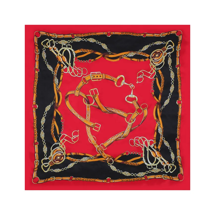 

Fashion Female Satin Shawl Scarfs Silk Scarf Designer Scarf Women Luxury Chain Print Scarfs 90*90cm Square Silk Women Shawl