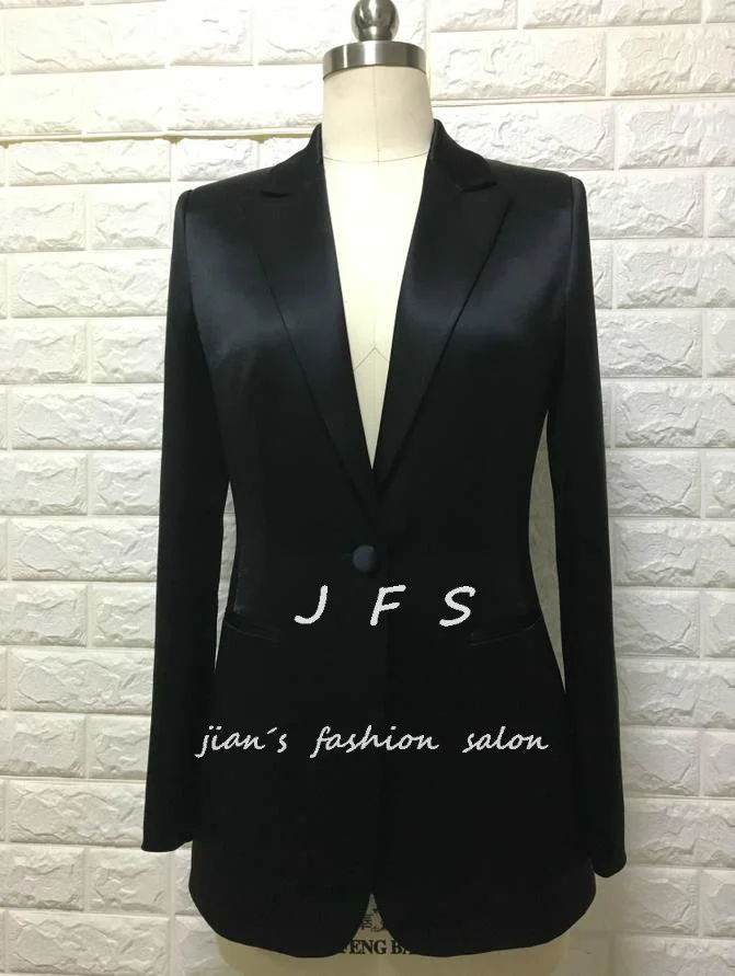 Женские 100% натурального шелка сатиновый блейзер с длинным рукавом Роскошный