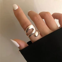 copper korean fashion irregular geometric open rings silver color women men twist cross party jewelry ins style girl finger gift