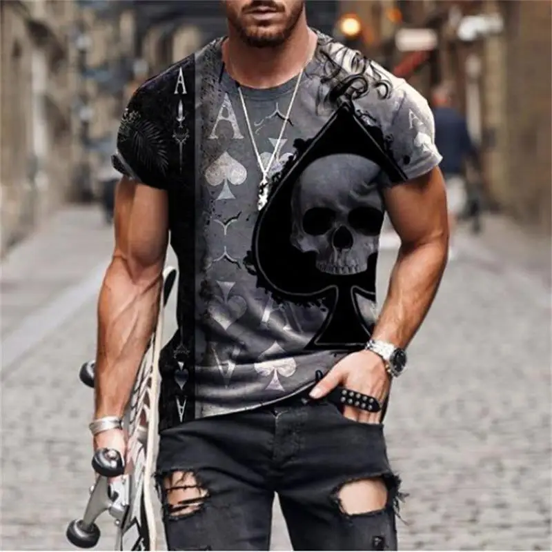 

T Shirt Men Summer Casual Short Sleeve Tshirt Best Seller Men Clothing Streetwear Skull Print Graphic Tee Shirts Tshirts Tops