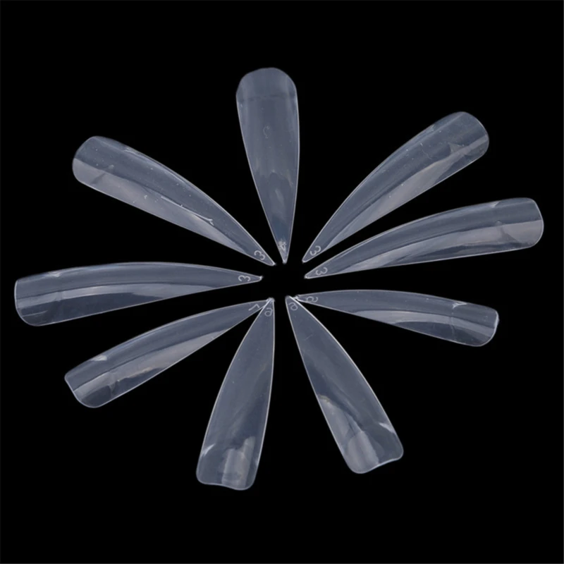 100 шт./кор. прозрачные длинные накладные ногти пластик искусственный ноготь