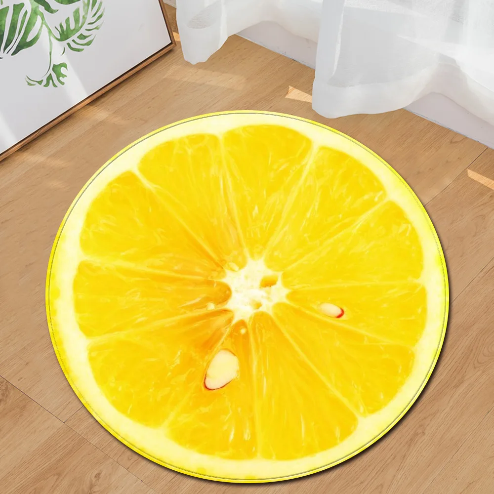 

Современный круглый ковер, подушка для компьютерного стула, 3D печать фруктов, спальни, напольный прикроватный коврик, украшение для гостино...