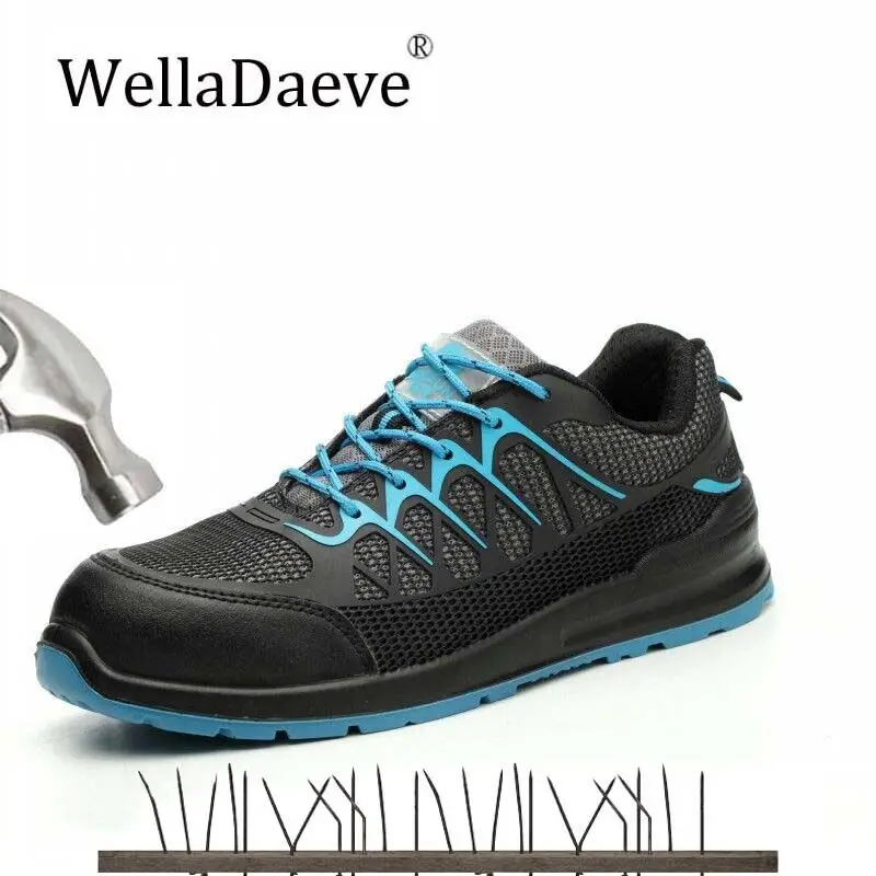

Men's Steel Toe Work Safety Shoes Light Breathable Outdoor Construction Protective Footwear Puncture Proof Ankle Boots For Men