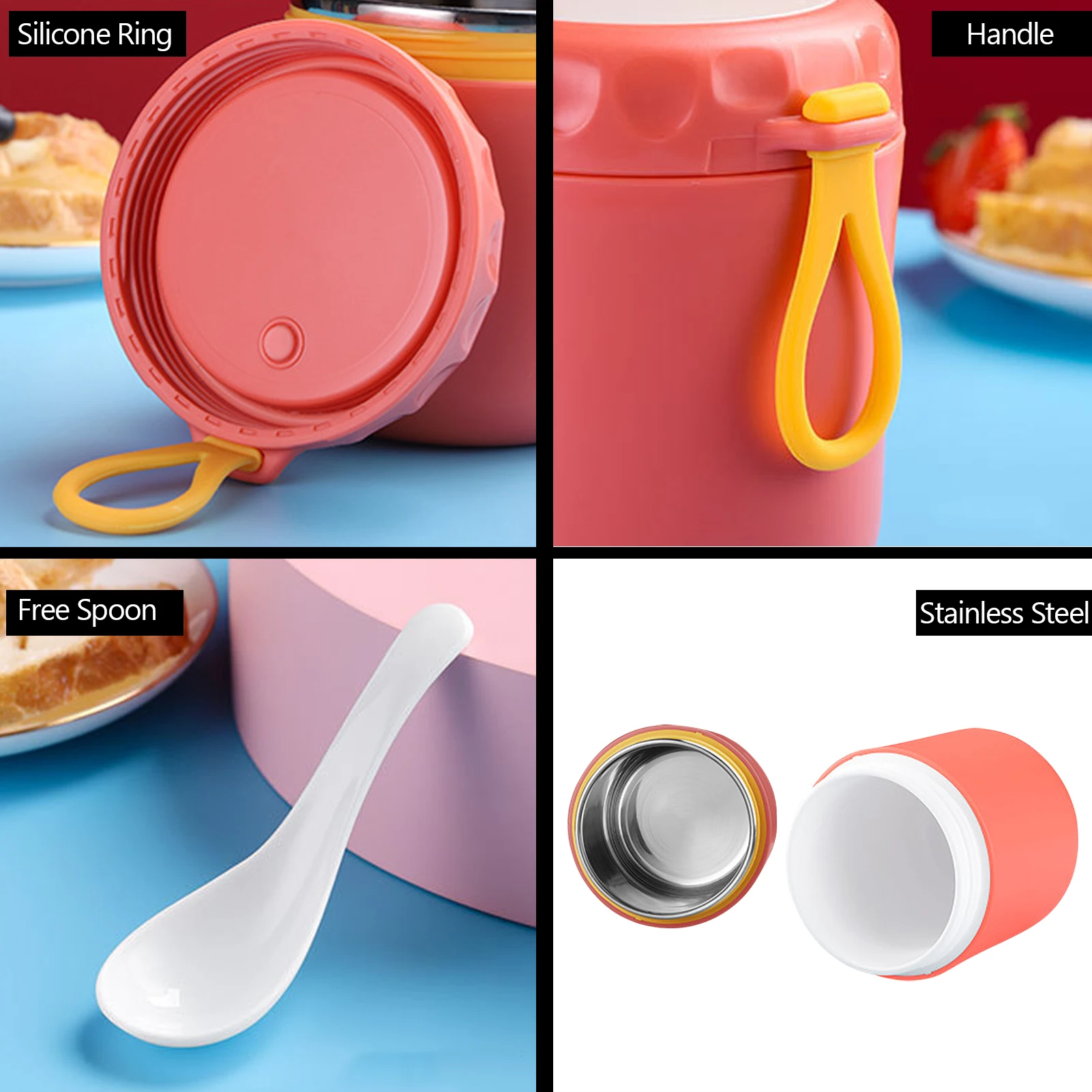 Контейнер для супа из нержавеющей стали изолированный микроволновой печи