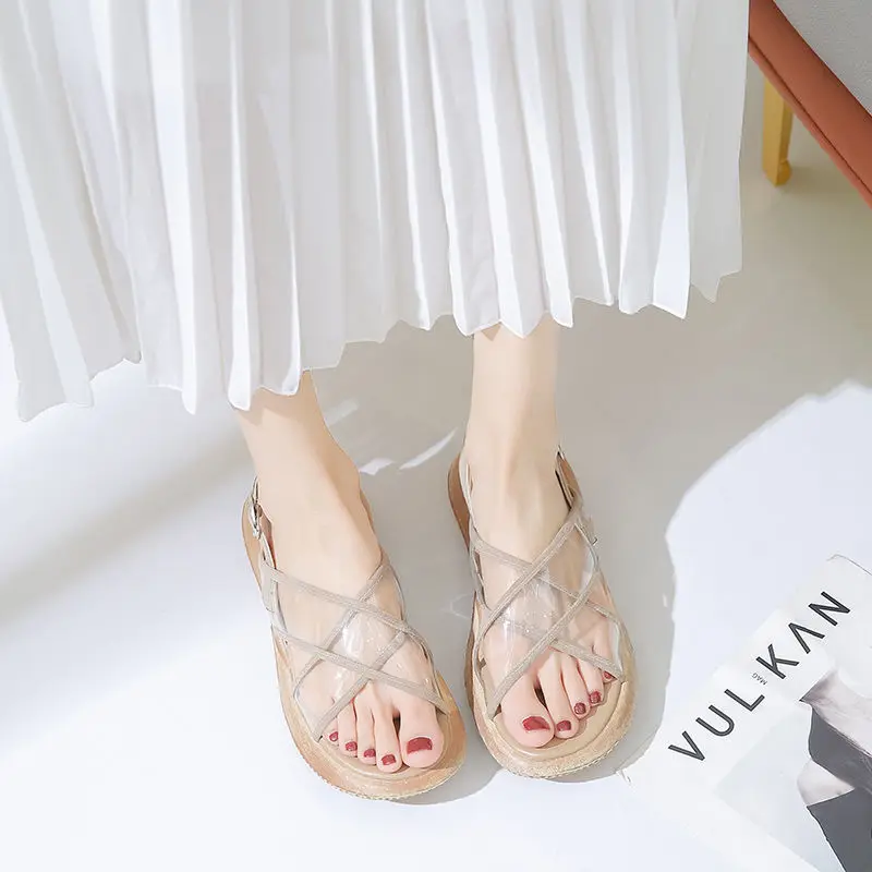 Сандалии женские в классическом стиле босоножки римском на плоской подошве