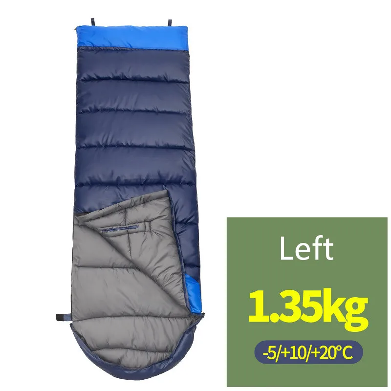 Blue 1.35kg (Left) Водонепроницаемый дорожный спальный мешок на молнии, ветронепроницаемый конверт для путешествий, походный мешок для путешествий на открытом воздухе Hikin - Цвет: Blue 1.35kg (Left)