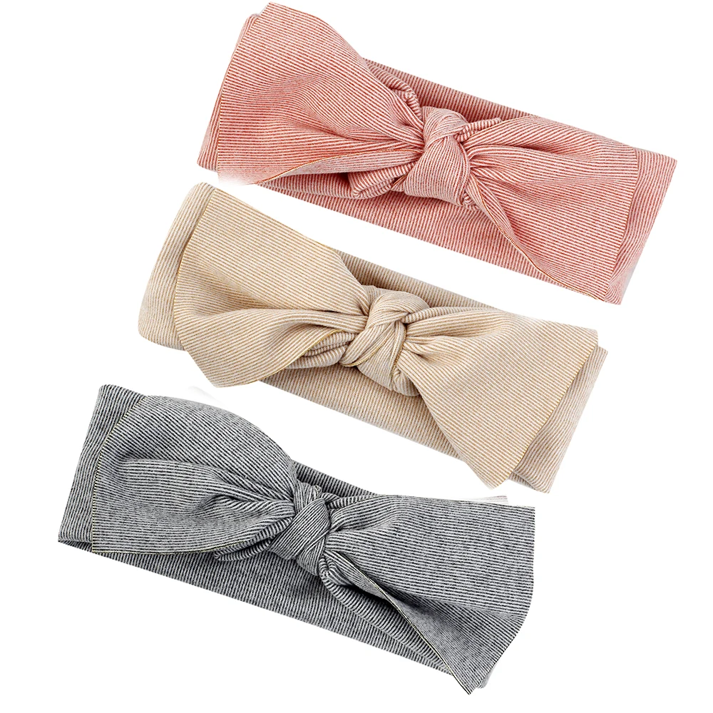 

Модный хлопковый мягкий детский тюрбан в полоску с узлом, повязка на голову, милая полосатая повязка для волос для малышей, Детские аксессуа...