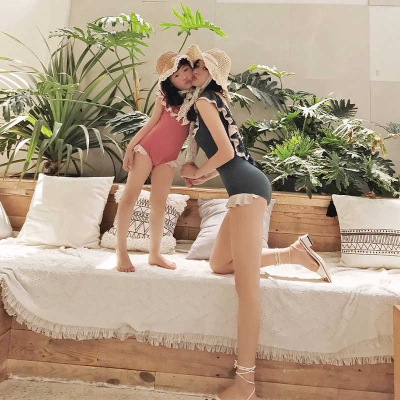 Купальный костюм для родителей и детей Цельный купальник похудения мамы дочки