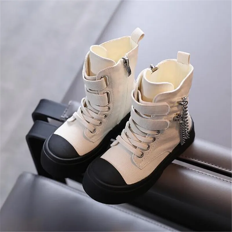 

New Children Shoes Girls High Top Canvas Shoes Kids Casual Sports Shoes Student Baby Sneakers Princess Breathable Flats 04