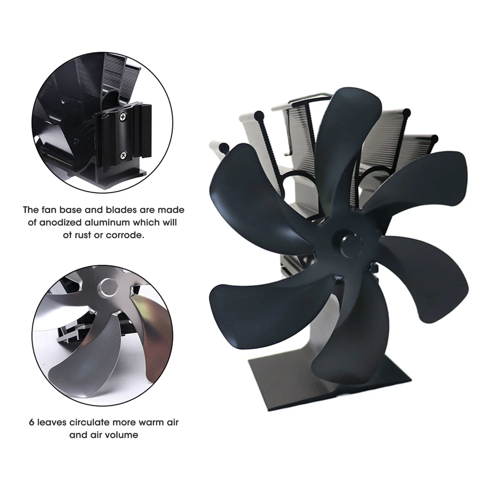 

Черная фотография, 6 лезвий, рабочая деревянная горелка, экологически чистый тихий вентилятор, домашний эффективный вентилятор, скидка на н...