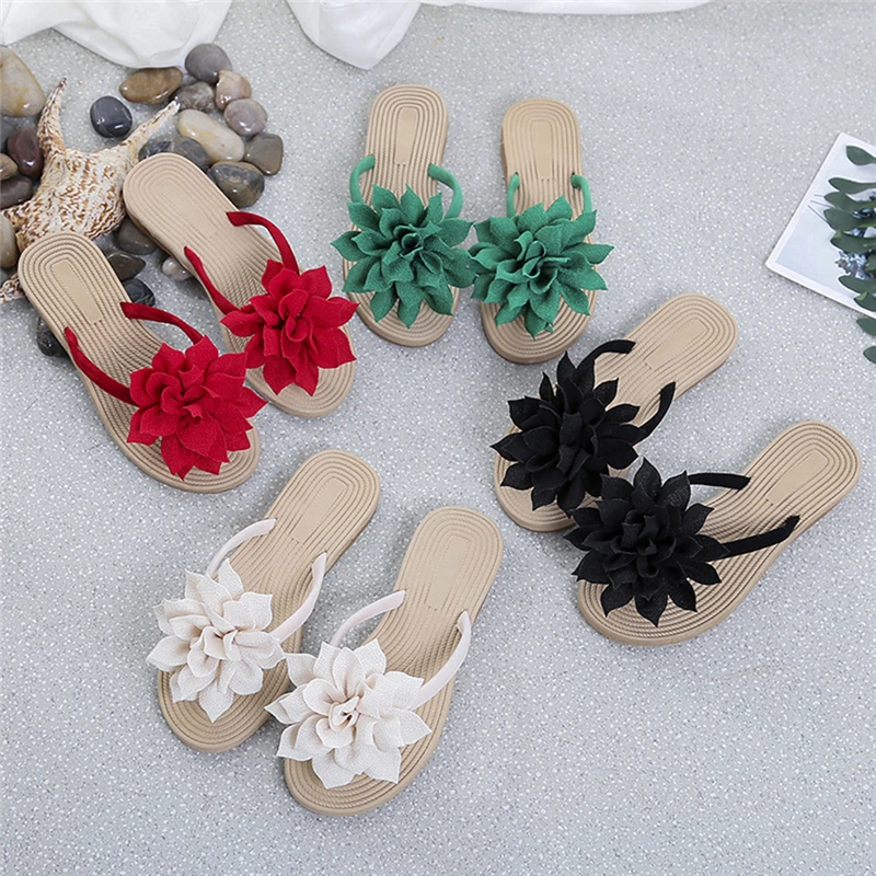 

Women Summer Flip Flops Causal Flower Slippers Ladies Slip On Flat Shoes Female Fashion Non Slip Slides Beach Sandals New