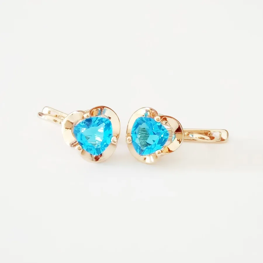 Комплект из колье и серёг с синим фианитом|jewelry sets for women|bridal jewelry setsfashion bridal |