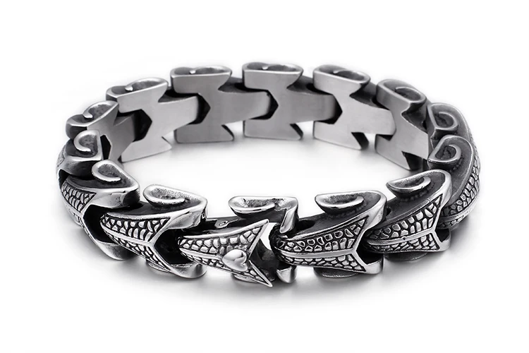 

Punk Stainless Steel Dragon Grain Wrap Bracelets For Men Biker Linking Chain Bracelet & Bangle 4 Colors Armband Jewelry