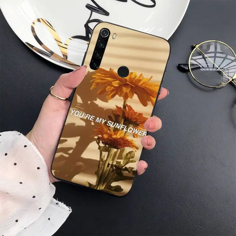 

Beauty Yellow Sunflower Luxury Unique Design Phone Case For Xiaomi Redmi 7 8 9t a3Pro 9se k20 mi8 max3 lite 9 note 9s 10 pro