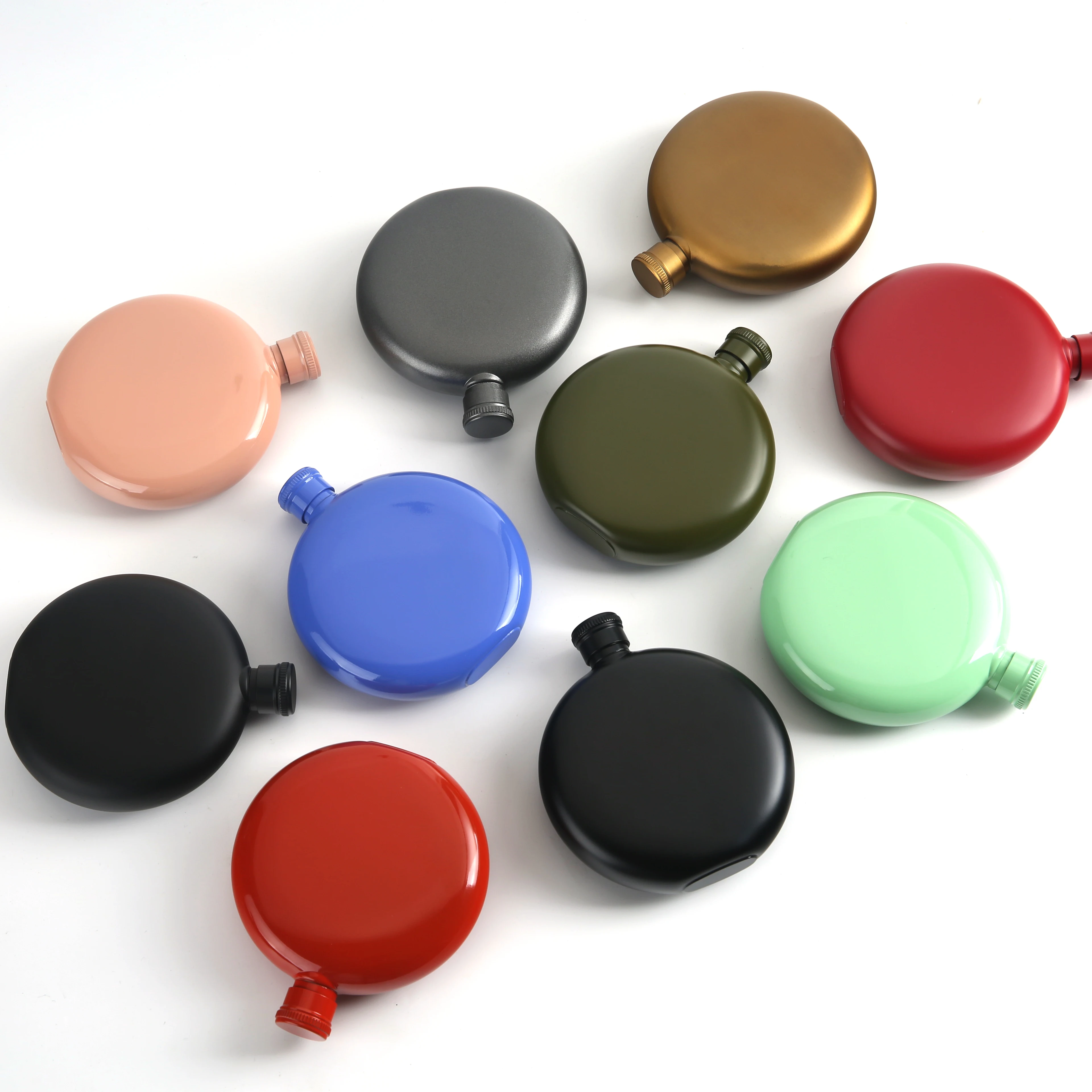 Плоская фляжка для виски карманная 3 унции из нержавеющей стали 304 карамельных