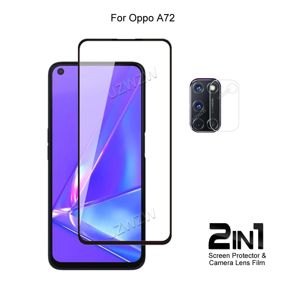 

For Oppo A72 ( 4G ) Camera Lens Protecting Film & Full Coverage Protective Tempered Glass Phone Screen Protector