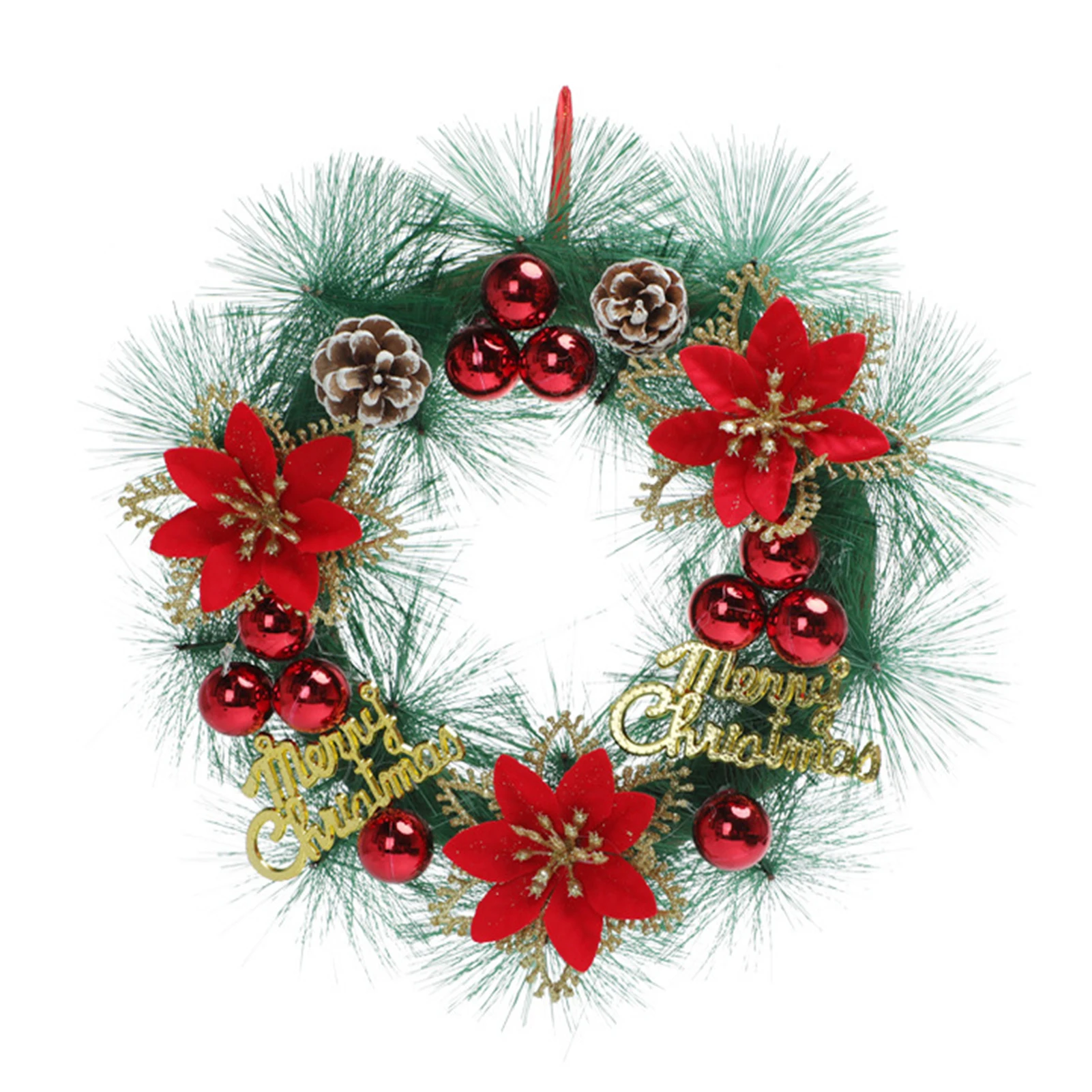 

30cm Christmas Wreath Classic Xmas Front Door Decor with Letter & Gift Decor Hanging Home Party Garland for Wall Window WWO