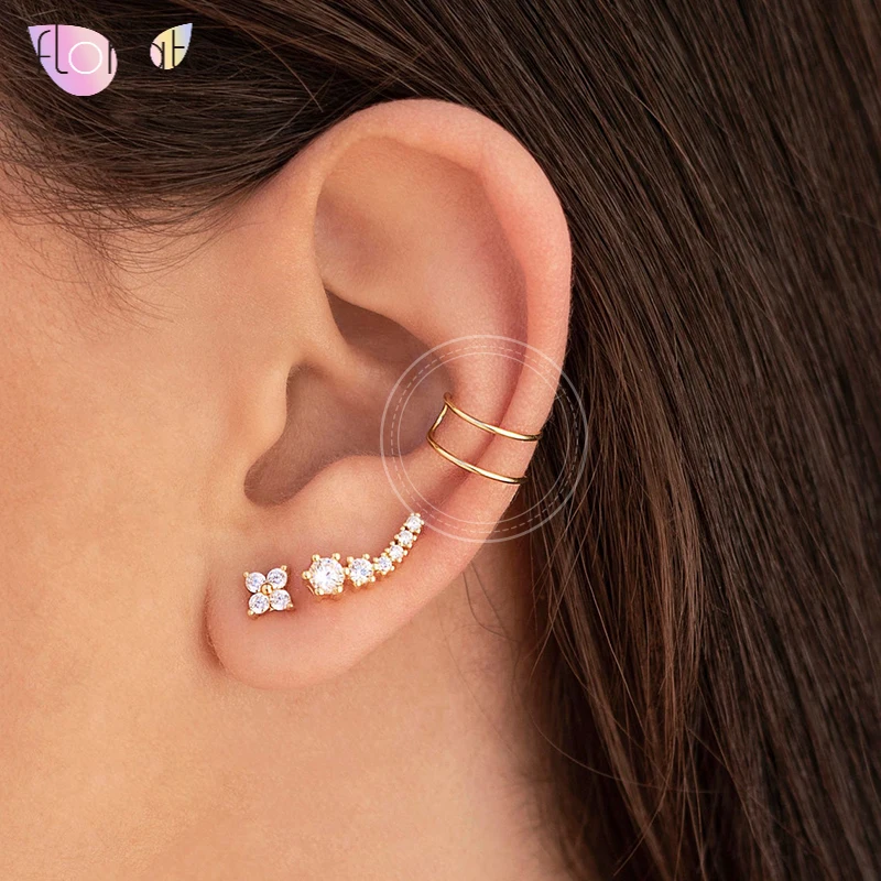 

1PC Plated 24K Gold/925 Silver Ear cuff for Women Charming Clip On Earrings earcuff Without Piercing Earrings