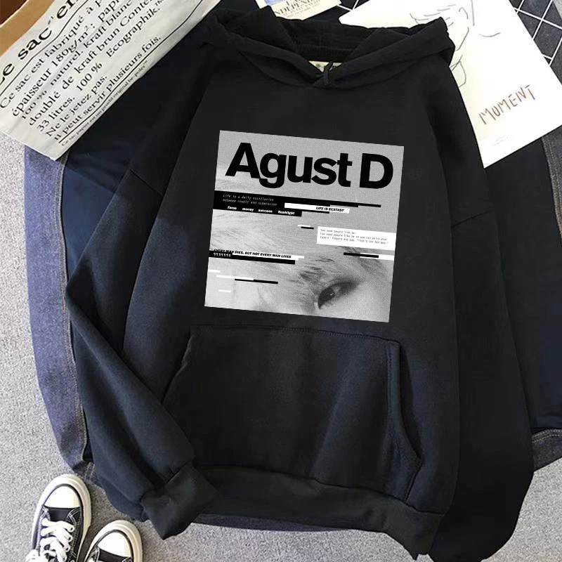 

2022 Sale Korean Style KPOP Agust D Letter Print Hoodies Women Harajuku Spring Autumn Clothes Tracksuit Streetwear Unisex Top