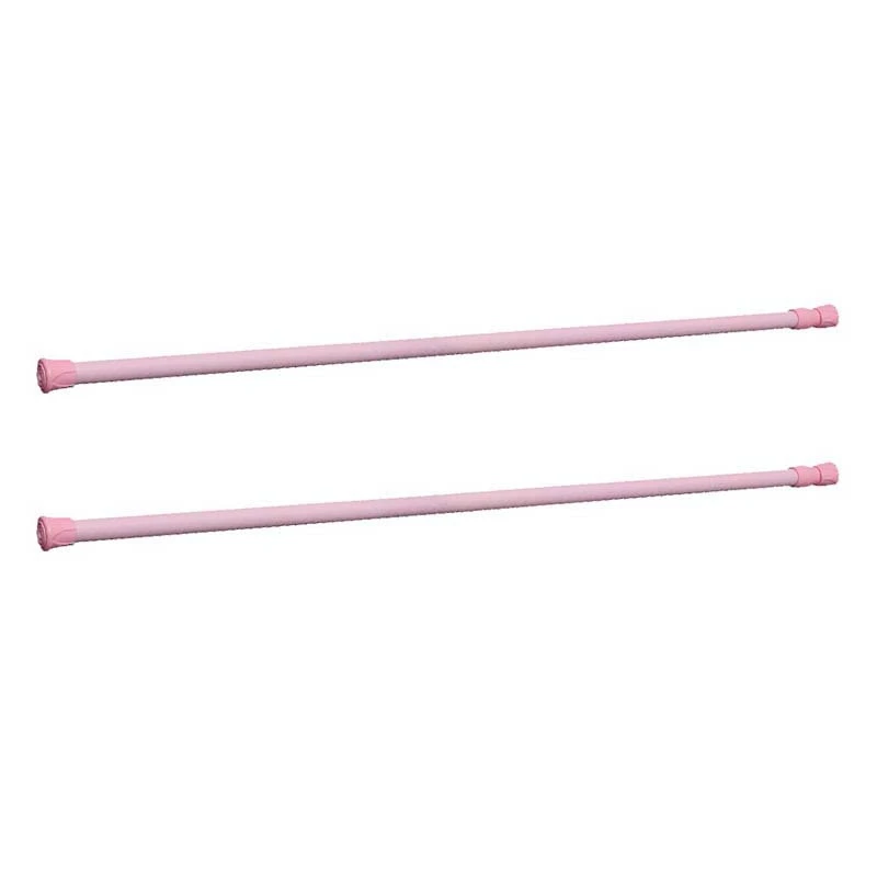 

2X Spring Loaded Extendable Telescopic Net Voile Tension Curtain Rail Pole Rod Rods Pink 60 x 110cm