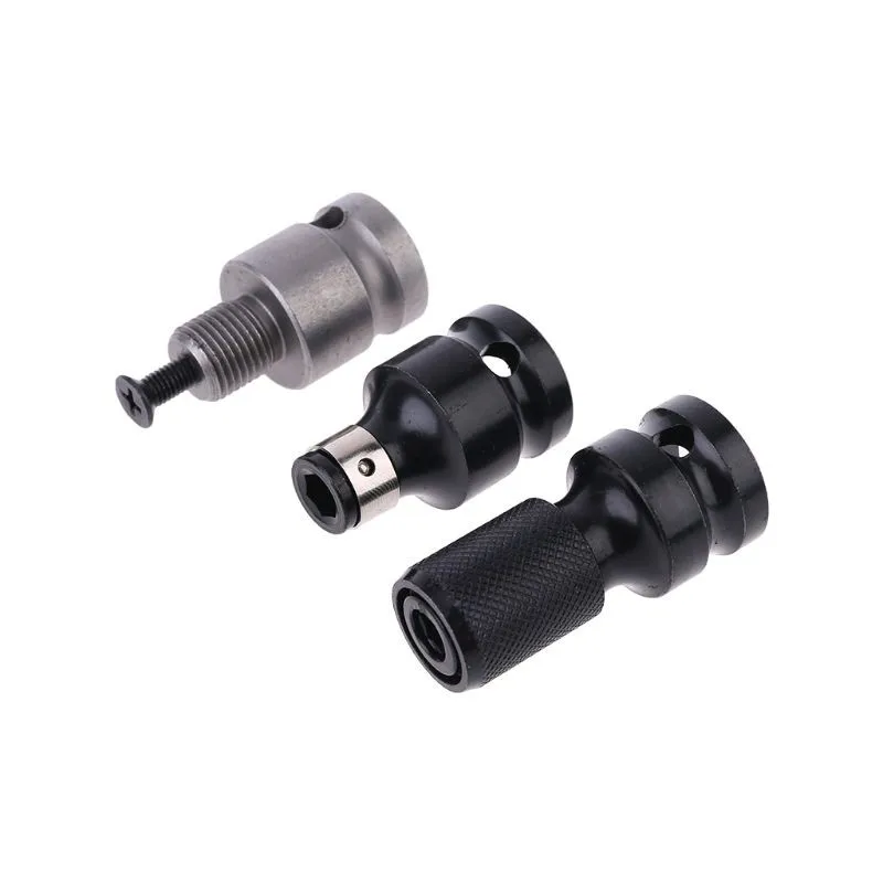 

3pcs 1/2 Inch Hex Drill Chuck Socket Adapter Converter Tool For Impact Wrench 1/2" Square To 1/4" Hex Socket Adapter