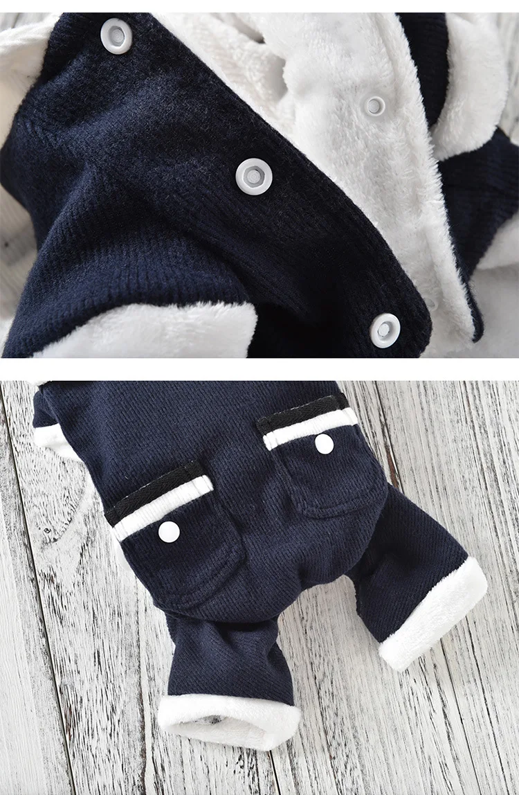Newest Dog Clothes for Autumn and Winter Navy Blue Pink Colors Four-legged Leisure Sports Style Small Dog and Puppy Clothes