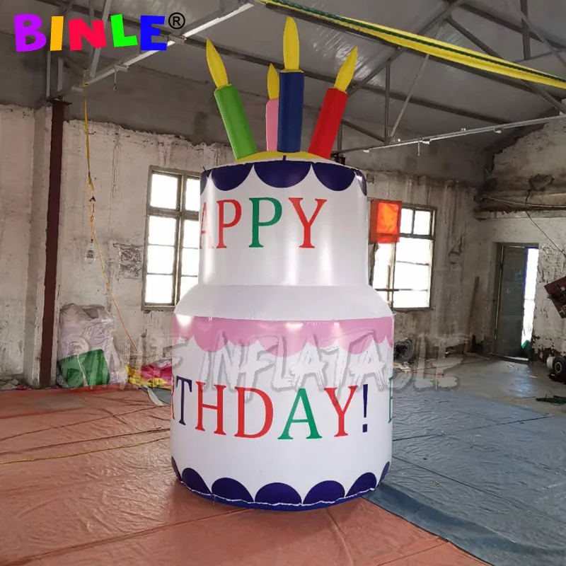 2018 high quality 3mH giant event inflatable birthday cake balloon with candles happy model for party decoration | Игрушки и хобби