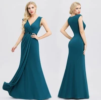 teal mermaid evening gowns long v section sleeveless sexy formal dresses elegant party dresses robe de soiree