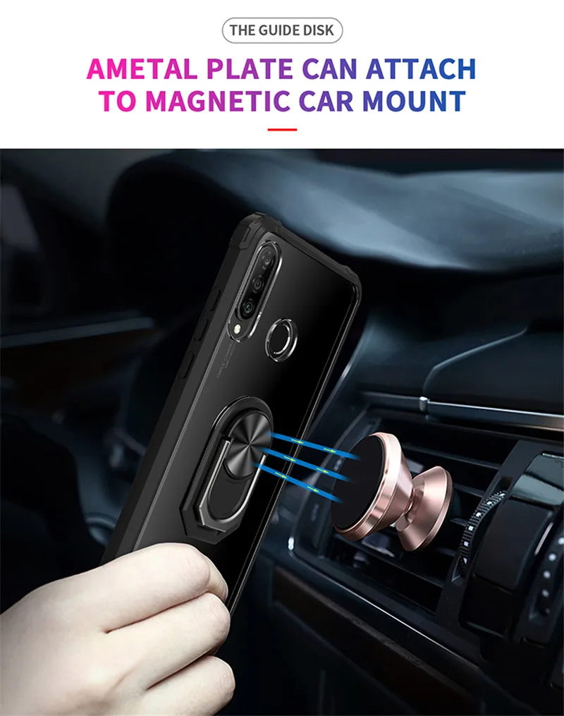 for huawei p30 p40 lite case transparent clear armor magentic ring car holder cover for huawei p30 p40 pro phone cases free global shipping