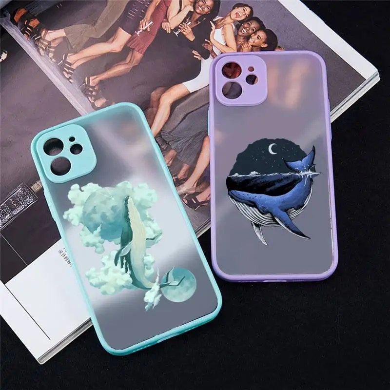 

Cartoon cute animal Ocean whale Phone Case matte transparent For iphone 7 8 11 12 13 plus mini x xs xr pro max cover