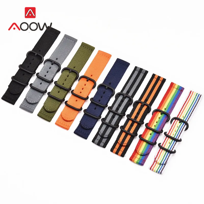 Тканый нейлоновый ремешок Nato 18 мм 20 мм 22 мм 24 мм для samsung Galaxy Watch Active 42 мм 46 мм Amazfit сменный Браслет из ткани
