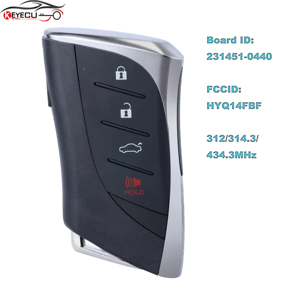 

KEYECU Board# 231451-0440 HYQ14FBF Keyless Smart Remote Key 312/314/433MHz Fob for Lexus ES350 LS500h 2018 2019 P/N: 8990H-50020