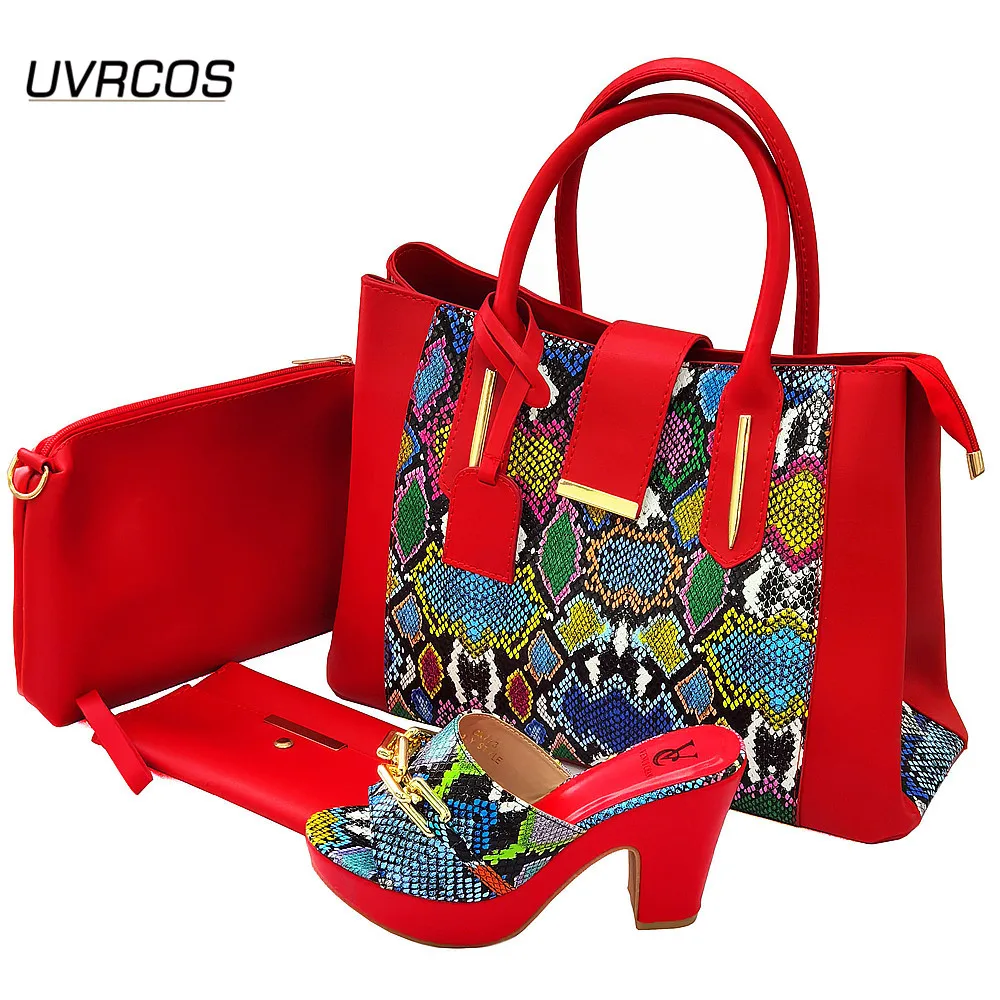 

Ladies Italian Leather Shoe and Bag Set Red Color Italian Shoe with Matching Bag Set2021 Nigerian Shoes and Bag Set for CR773