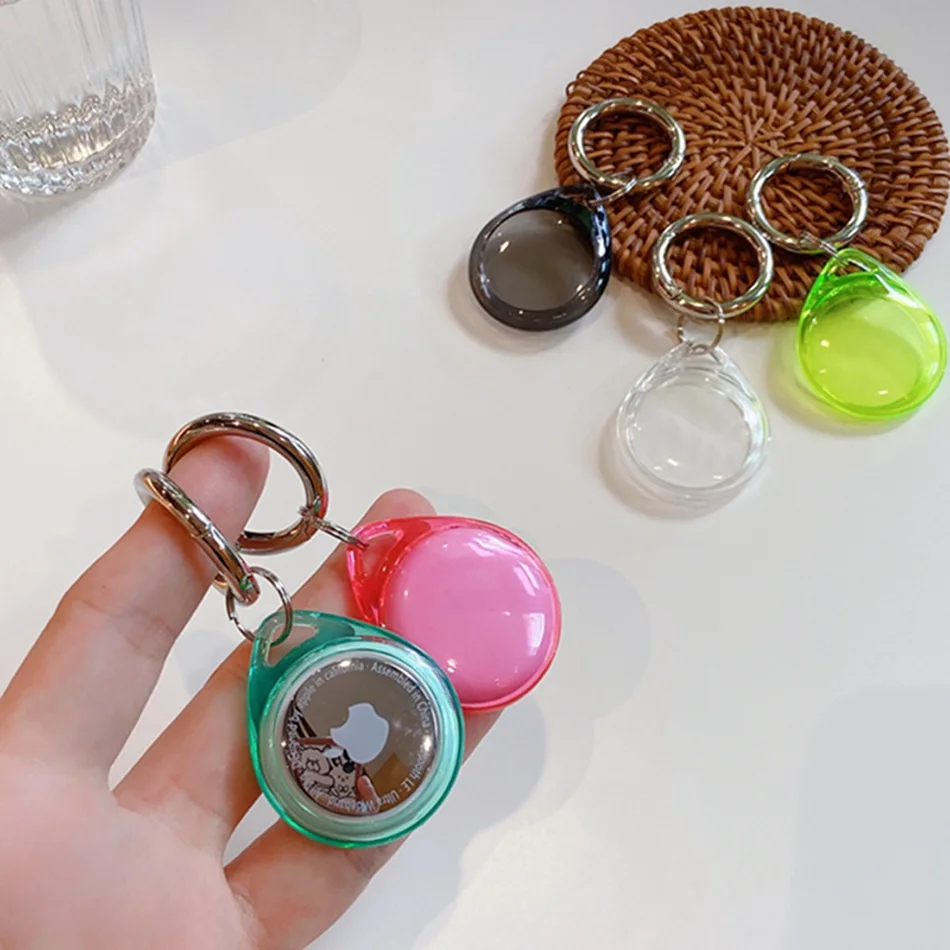 

For Airtag Case Soft Silicone Transparent Colourful Protecter Sleeve For Apple Airtags Locator Tracker Anti-lost Device Keychain