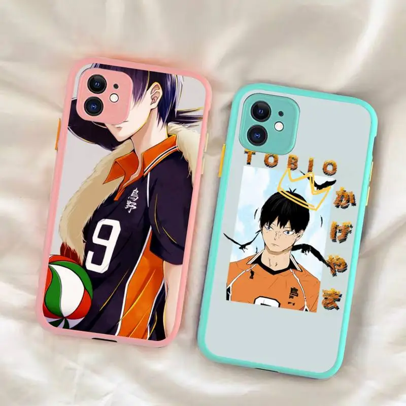 

FHNBLJ Tobio Kageyama Haikyuu Print Phone Case for iPhone X XR XS 7 8 Plus 11 12 pro MAX Translucent Matte Shockproof Case