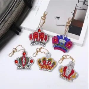 Crown 1-5 шт DIY Алмазная цепочка для ключей специальная форма полная Алмазная картина брелок для ключей вышивка крестиком женская сумка брелок для ключей - Цвет: Crown