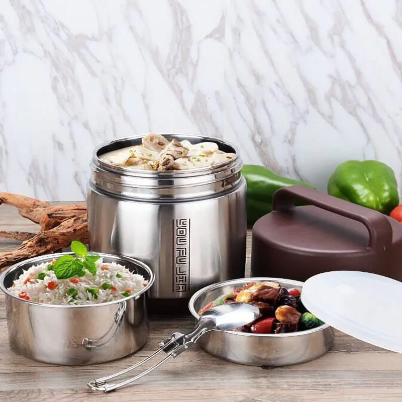 Портативный Ланч-бокс из нержавеющей стали с цветной изоляцией бэнто-бокс