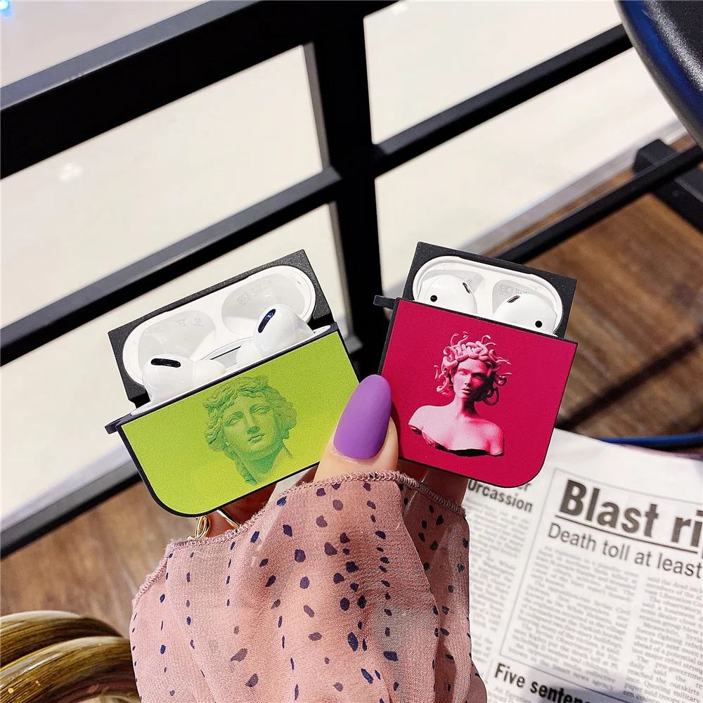 Classic art David Medusa Plaster Statue Wireless Bluetooth Earphone Case for Airpods pro 2 1 Cute Square Silicone headset Cover |