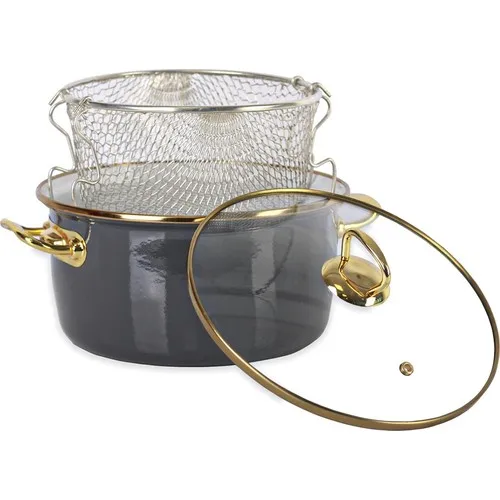 

Enamel Frying Pan Gray Gold Qualita 22 cm
