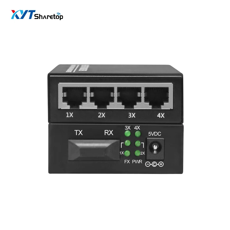 1 100 м оптический порт 4 ethernet медиаконвертер SFP в RJ45 волоконно