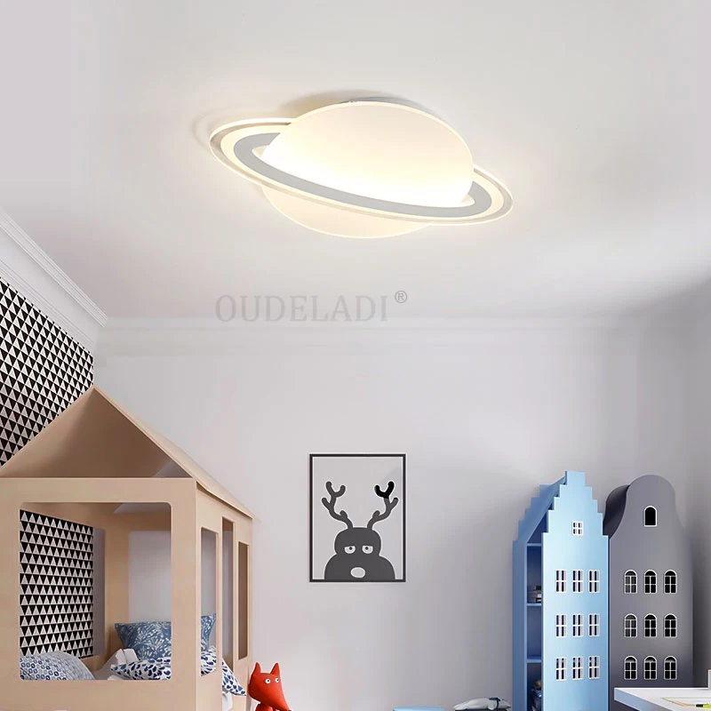 $29.76 Children's room lamp simple modern bedroom lamp boy and girl study ultra-thin elliptical cartoon planet led ceiling lamp