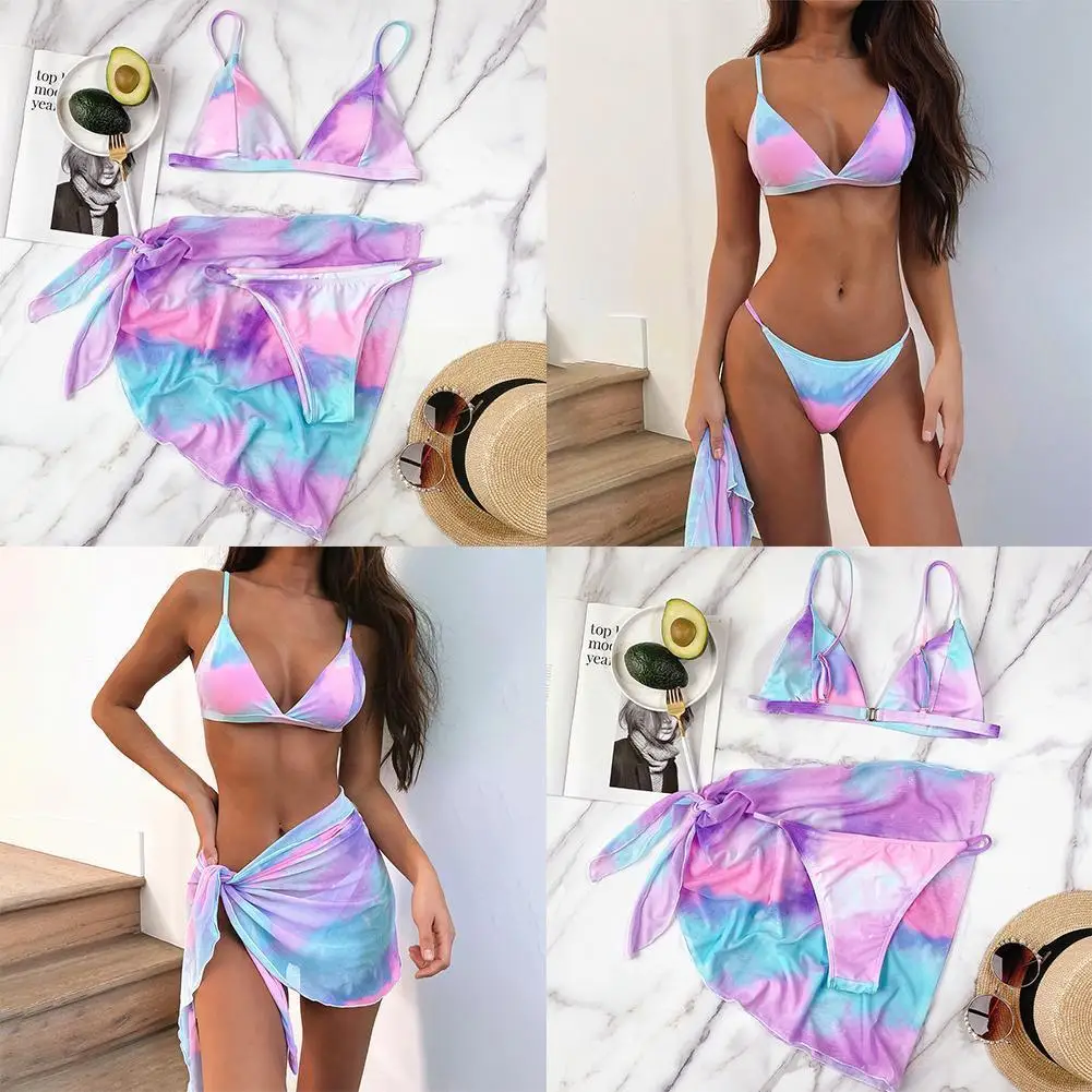 

2021 Sexy Two Pieces Swimsuit Women Fluorescent Color Suit Bathing Print Bikini Beach Swimsuit U2J7