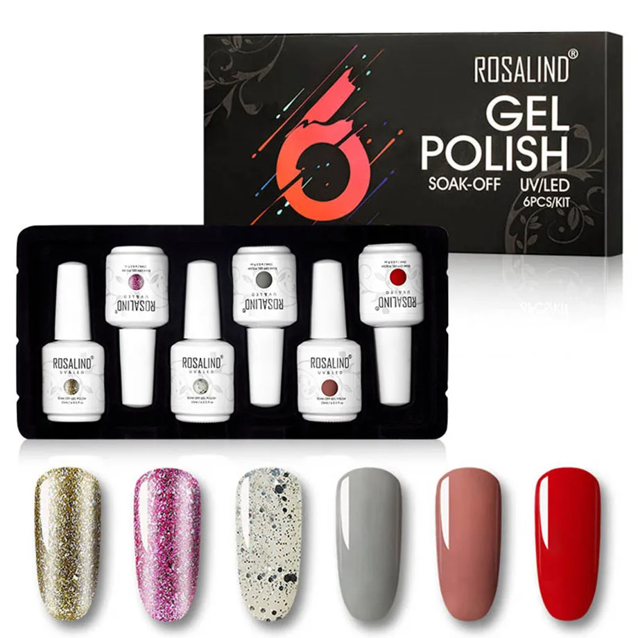 ROSALIND гель-маникюр, Полировка Ногтей Набор ногтей Полупостоянный Vernis верхнее покрытие УФ светодиодный гель лак удаляющийся замачиванием лак для ногтей