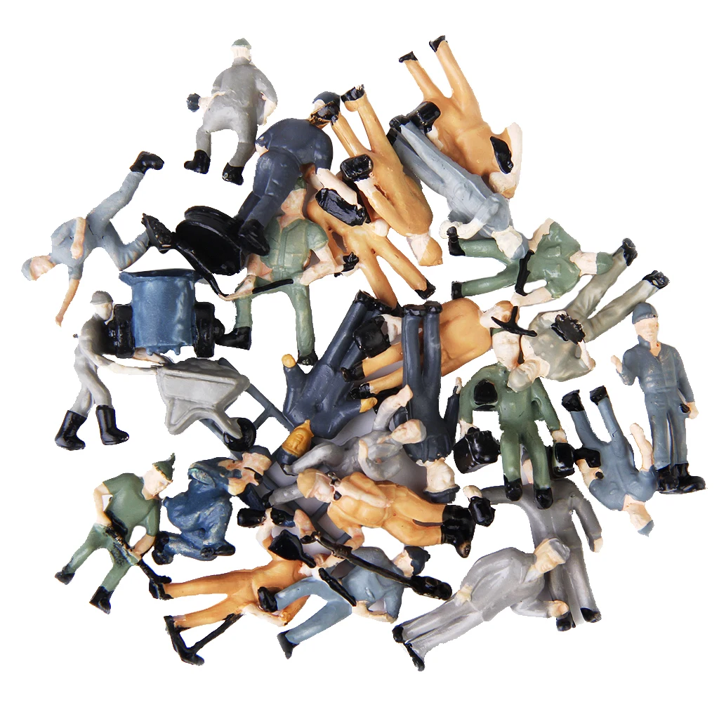

25pcs 1:87 HO Scale Miniature People Model Worker Figurines for Model Train Diorama Scenery DIY Accessories, Assorted