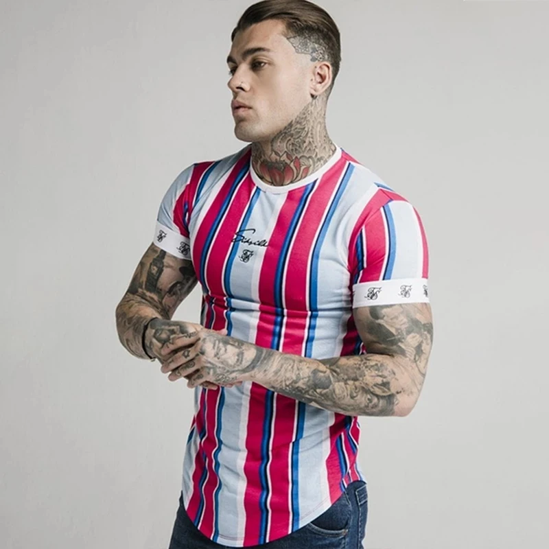 

Мужская шелковая футболка SikSilk, короткий Забавный топ с круглым вырезом, лето